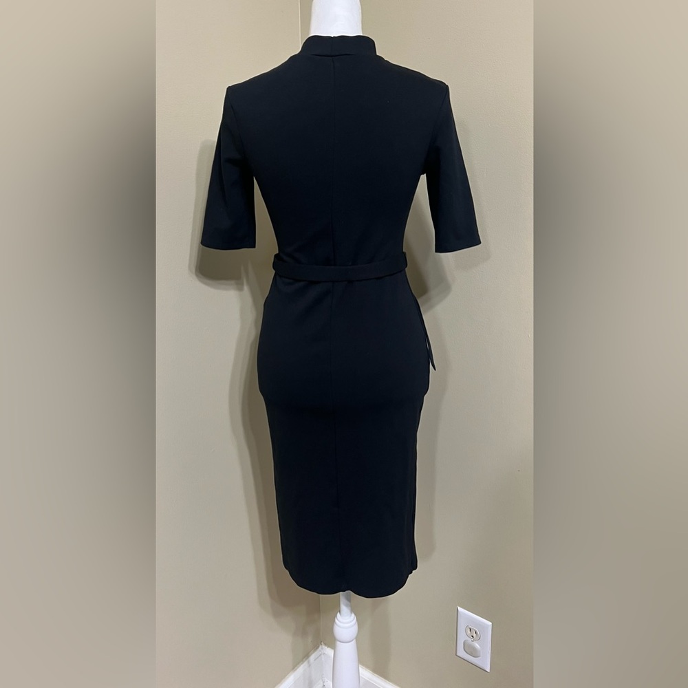 NWT Zara Black Midi Dress with Belt - Picture 4 of 7